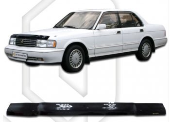 1 759 р. Дефлектор капота CA-Plastiс Toyota Crown S130 седан 2-ой рестайлинг (1991-1999) (Classic черный, Без надписи)  с доставкой в г. Санкт‑Петербург. Увеличить фотографию 1