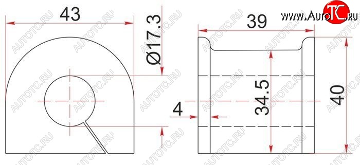 183 р. Резиновая втулка заднего стабилизатора (D=17.3) SAT Toyota Crown S150 седан дорестайлинг (1995-1997)  с доставкой в г. Санкт‑Петербург