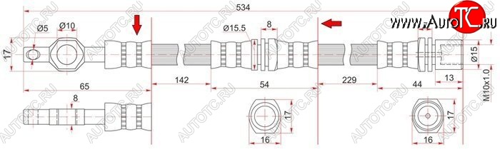 1 429 р. Тормозной шланг SAT (левый/правый)  Toyota Crown  S130 (1991-1999) седан 2-ой рестайлинг, универсал 2-ой рестайлинг  с доставкой в г. Санкт‑Петербург