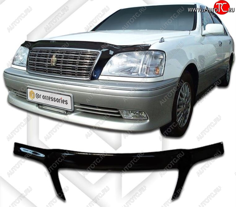 2 459 р. Дефлектор капота CA-Plastiс exclusive  Toyota Crown  S170 (1999-2003) (Classic черный, Без надписи)  с доставкой в г. Санкт‑Петербург