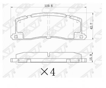 Комплект задних тормозных колодок SAT  Estima  XR10,XR20, Estima Emina  XR10, XR20