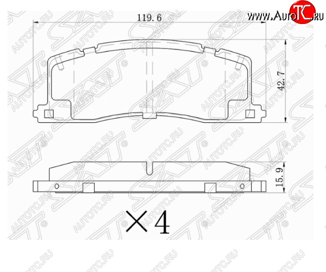 939 р. Комплект задних тормозных колодок SAT  Toyota Estima  XR10,XR20 - Estima Emina  XR10, XR20  с доставкой в г. Санкт‑Петербург