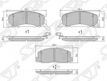 1 199 р. Колодки тормозные SAT (передние)  Toyota Estima  XR10,XR20 - Estima Emina  XR10, XR20  с доставкой в г. Санкт‑Петербург. Увеличить фотографию 1