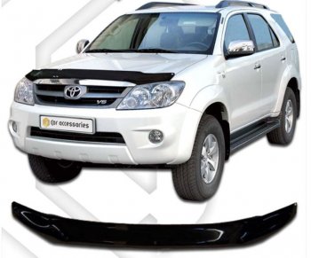 1 899 р. Дефлектор капота CA-Plastiс Toyota Fortuner AN50/AN60 дорестайлинг (2004-2008) (Classic черный, Без надписи)  с доставкой в г. Санкт‑Петербург. Увеличить фотографию 1