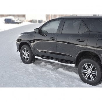 26 999 р. Пороги труба d76 с накладкой (v1) SLITKOFF Toyota Fortuner AN160 дорестайлинг (2015-2020)  с доставкой в г. Санкт‑Петербург. Увеличить фотографию 3