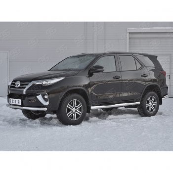 14 599 р. Защита переднего бампера (Ø63 мм, нержавейка) Russtal Toyota Fortuner AN160 дорестайлинг (2015-2020)  с доставкой в г. Санкт‑Петербург. Увеличить фотографию 2