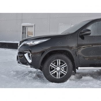 14 599 р. Защита переднего бампера (Ø63 мм, нержавейка) Russtal Toyota Fortuner AN160 дорестайлинг (2015-2020)  с доставкой в г. Санкт‑Петербург. Увеличить фотографию 3