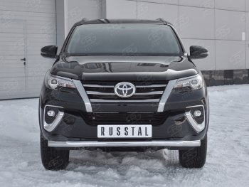 14 599 р. Защита переднего бампера (Ø63 мм, нержавейка) Russtal Toyota Fortuner AN160 дорестайлинг (2015-2020)  с доставкой в г. Санкт‑Петербург. Увеличить фотографию 1