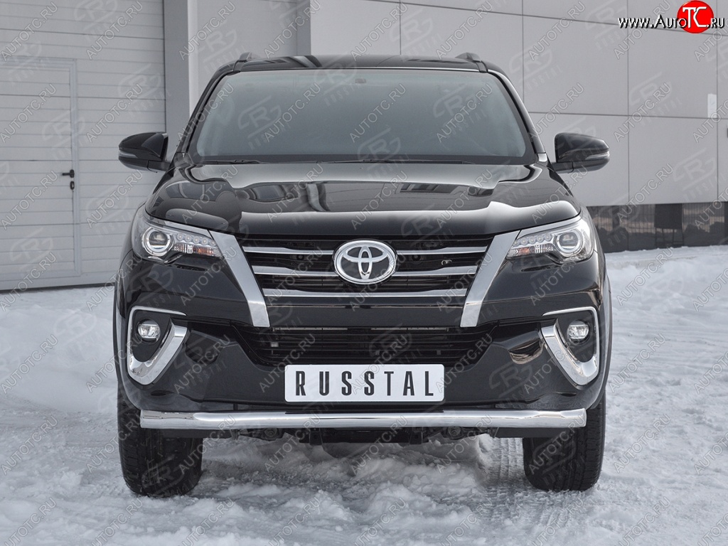 14 599 р. Защита переднего бампера (Ø63 мм, нержавейка) Russtal Toyota Fortuner AN160 дорестайлинг (2015-2020)  с доставкой в г. Санкт‑Петербург