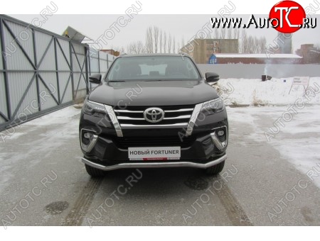 14 649 р. Защита переднего бампера Slitkoff (Ø 57 мм, волна)  Toyota Fortuner  AN160 (2015-2020) дорестайлинг (Нержавеющая сталь)  с доставкой в г. Санкт‑Петербург