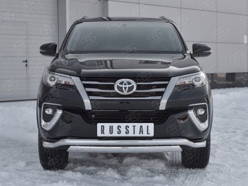 19 799 р. Защита переднего бампера (2 трубы Ø63 и 75х42 мм, нержавейка) Russtal Toyota Fortuner AN160 дорестайлинг (2015-2020)  с доставкой в г. Санкт‑Петербург. Увеличить фотографию 1