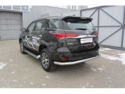 12 549 р. Защита заднего бампера Slitkoff (Ø 76 мм, длинная)  Toyota Fortuner  AN160 (2015-2020) дорестайлинг (Нержавеющая сталь)  с доставкой в г. Санкт‑Петербург. Увеличить фотографию 1