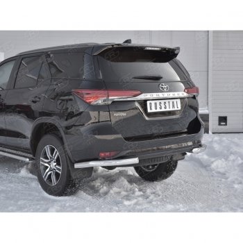 9 349 р. Защита заднего бампера (Ø63 мм уголки, нержавейка) Russtal Toyota Fortuner AN160 дорестайлинг (2015-2020)  с доставкой в г. Санкт‑Петербург. Увеличить фотографию 4