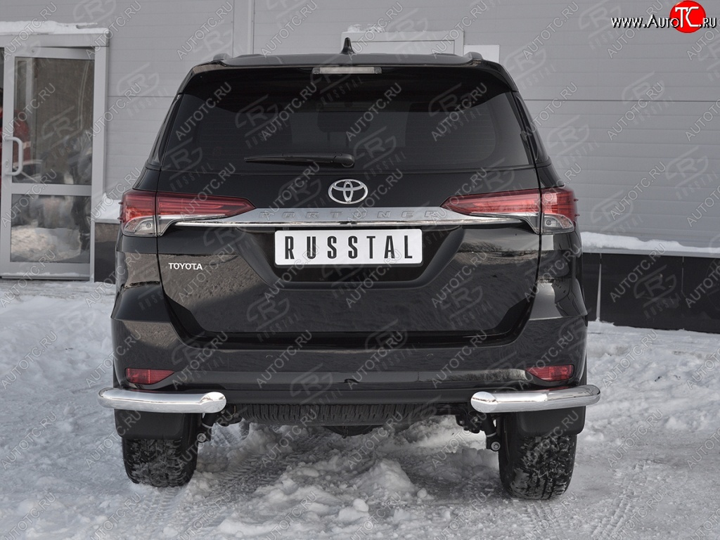 16 399 р. Защита заднего бампера (Ø76 мм уголки, нержавейка) Russtal  Toyota Fortuner  AN160 (2015-2020) дорестайлинг  с доставкой в г. Санкт‑Петербург