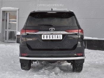 14 999 р. Защита заднего бампера (Ø63 мм, нержавейка) Russtal Toyota Fortuner AN160 дорестайлинг (2015-2020)  с доставкой в г. Санкт‑Петербург. Увеличить фотографию 2