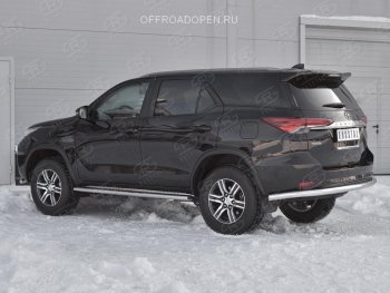 14 999 р. Защита заднего бампера (Ø63 мм, нержавейка) Russtal Toyota Fortuner AN160 дорестайлинг (2015-2020)  с доставкой в г. Санкт‑Петербург. Увеличить фотографию 3