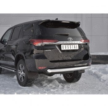 15 649 р. Защита заднего бампера (Ø63 мм короткая, нержавейка) Russtal Toyota Fortuner AN160 дорестайлинг (2015-2020)  с доставкой в г. Санкт‑Петербург. Увеличить фотографию 4