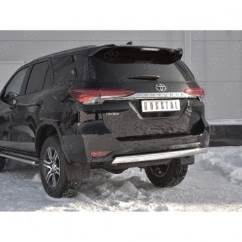 12 949 р. Защита заднего бампера (Ø75х42 мм, нержавейка) Russtal Toyota Fortuner AN160 дорестайлинг (2015-2020)  с доставкой в г. Санкт‑Петербург. Увеличить фотографию 4