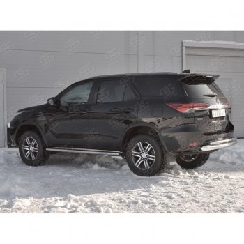 20 349 р. Защита заднего бампера (2 трубы Ø76х42 мм, нержавейка) Russtal Toyota Fortuner AN160 дорестайлинг (2015-2020)  с доставкой в г. Санкт‑Петербург. Увеличить фотографию 2