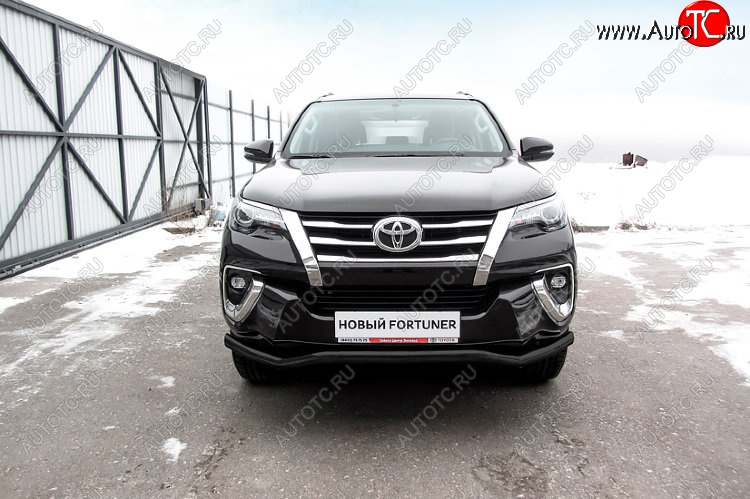 10 249 р. Защита переднего бампера Slitkoff (Ø 57 мм, волна).  Toyota Fortuner  AN160 (2015-2020) (Сталь с полимерным покрытием. Цвет: черный)  с доставкой в г. Санкт‑Петербург