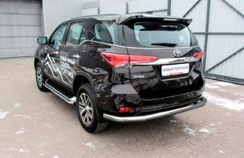 8 799 р. Защита заднего бампера Slitkoff (Ø 76 мм, длинная)  Toyota Fortuner  AN160 (2015-2020) дорестайлинг (Сталь с полимерным покрытием. Цвет: серебристый)  с доставкой в г. Санкт‑Петербург. Увеличить фотографию 1