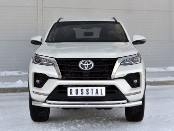 25 749 р. Защита переднего бампера (2 трубы Ø63 и 42 мм, нержавейка) SLITKOFF  Toyota Fortuner  AN160 (2020-2024) рестайлинг  с доставкой в г. Санкт‑Петербург. Увеличить фотографию 3