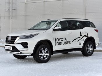 25 749 р. Защита переднего бампера (2 трубы Ø63 и 42 мм, нержавейка) SLITKOFF  Toyota Fortuner  AN160 (2020-2024) рестайлинг  с доставкой в г. Санкт‑Петербург. Увеличить фотографию 2