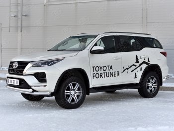 29 449 р. Защита переднего бампера (2 трубы Ø63, нержавейка) SLITKOFF  Toyota Fortuner  AN160 (2020-2024) рестайлинг  с доставкой в г. Санкт‑Петербург. Увеличить фотографию 3