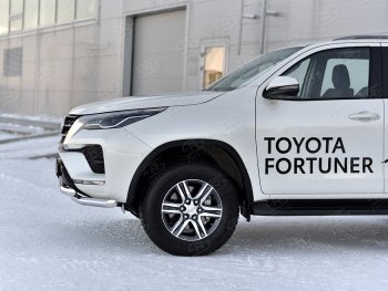 29 449 р. Защита переднего бампера (2 трубы Ø63, нержавейка) SLITKOFF  Toyota Fortuner  AN160 (2020-2024) рестайлинг  с доставкой в г. Санкт‑Петербург. Увеличить фотографию 4