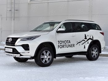 31 999 р. Защита переднего бампера (Ø63 мм с клыками, нержавейка) SLITKOFF  Toyota Fortuner  AN160 (2020-2024) рестайлинг  с доставкой в г. Санкт‑Петербург. Увеличить фотографию 3