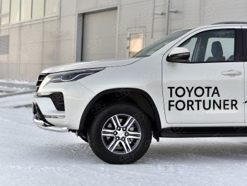 31 999 р. Защита переднего бампера (Ø63 мм с клыками, нержавейка) SLITKOFF  Toyota Fortuner  AN160 (2020-2024) рестайлинг  с доставкой в г. Санкт‑Петербург. Увеличить фотографию 4