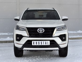 16 699 р. Защита переднего бампера (Ø75х42 мм, нержавейка) Russtal Toyota Fortuner AN160 рестайлинг (2020-2024)  с доставкой в г. Санкт‑Петербург. Увеличить фотографию 2