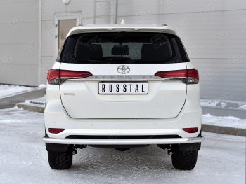 13 999 р. Защита заднего бампера (Ø63 мм, нержавейка) Russtal  Toyota Fortuner  AN160 (2020-2024) рестайлинг  с доставкой в г. Санкт‑Петербург. Увеличить фотографию 2