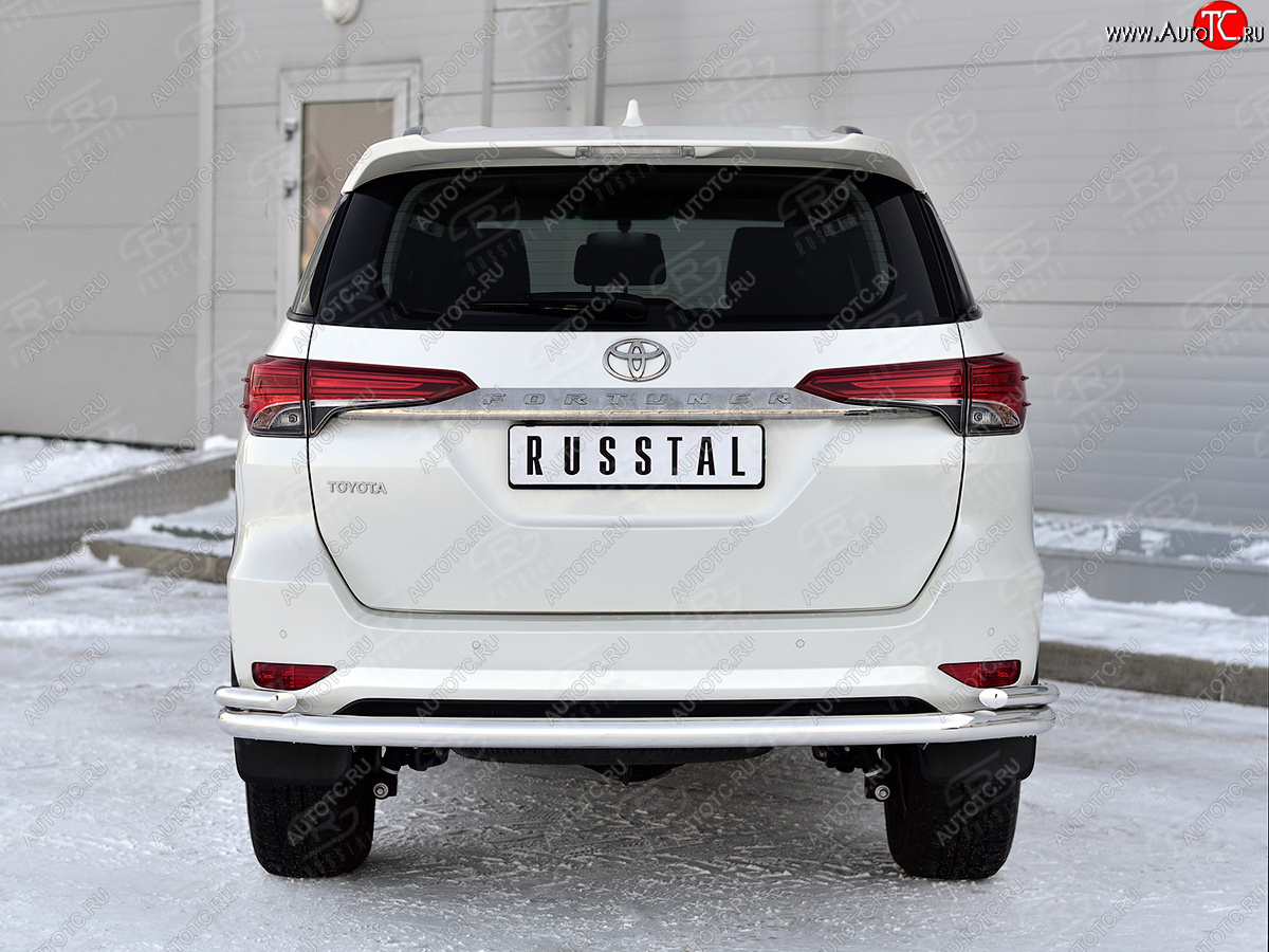 17 749 р. Защита заднего бампера (2 трубы Ø63 и 42 мм, нержавейка) Russtal Toyota Fortuner AN160 рестайлинг (2020-2024)  с доставкой в г. Санкт‑Петербург