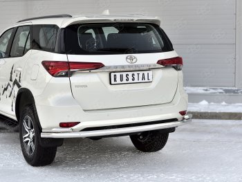 17 749 р. Защита заднего бампера (2 трубы Ø63 и 42 мм, нержавейка) Russtal Toyota Fortuner AN160 рестайлинг (2020-2024)  с доставкой в г. Санкт‑Петербург. Увеличить фотографию 2