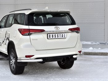 16 699 р. Защита заднего бампера (Ø63 и 42 мм, нержавейка) Russtal Toyota Fortuner AN160 рестайлинг (2020-2024)  с доставкой в г. Санкт‑Петербург. Увеличить фотографию 2