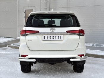 16 699 р. Защита заднего бампера (Ø63 и 42 мм, нержавейка) Russtal Toyota Fortuner AN160 рестайлинг (2020-2024)  с доставкой в г. Санкт‑Петербург. Увеличить фотографию 1