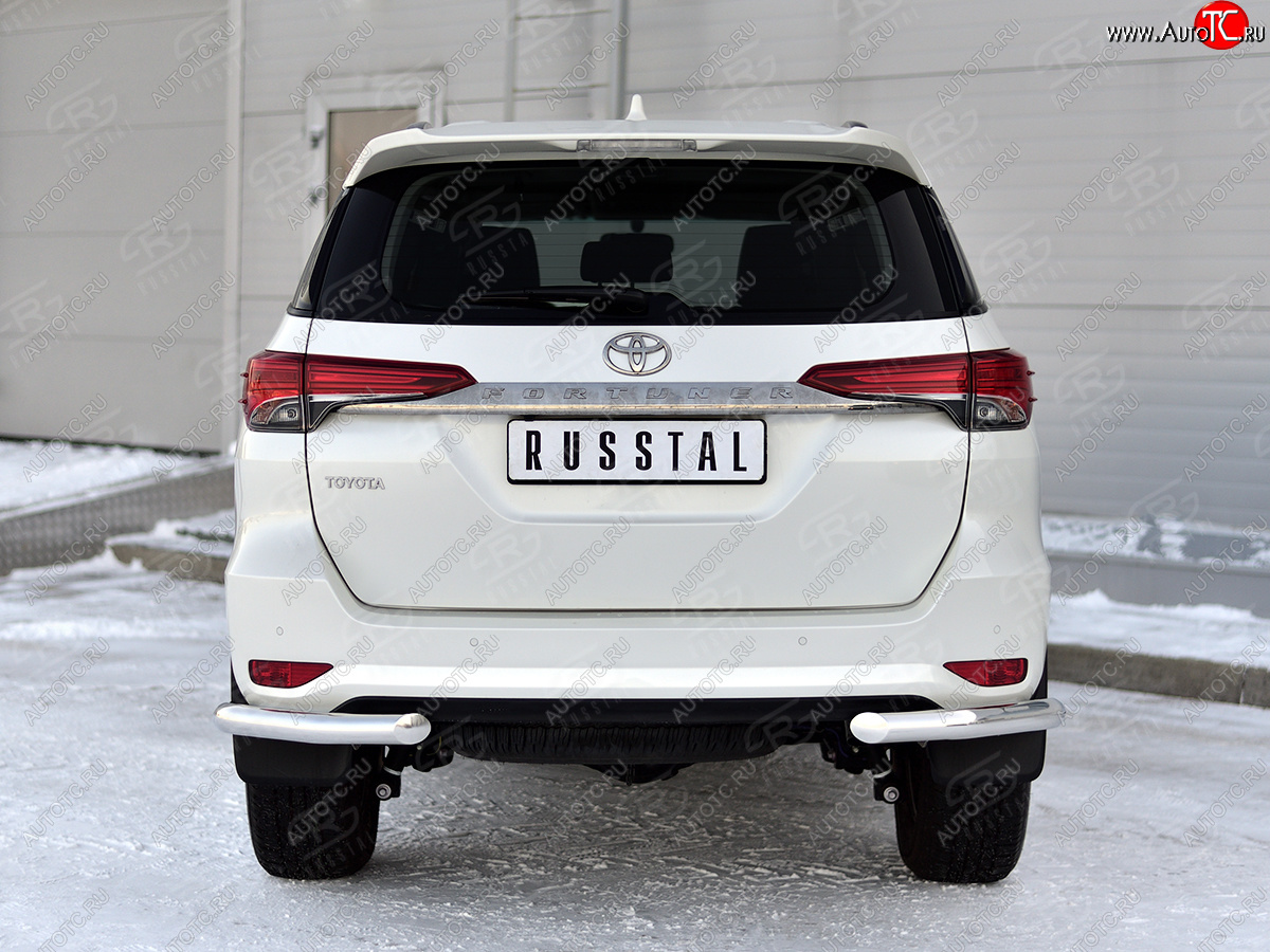 14 599 р. Защита заднего бампера (Ø63 мм уголки, нержавейка) Russtal  Toyota Fortuner  AN160 (2020-2024) рестайлинг  с доставкой в г. Санкт‑Петербург