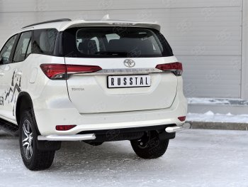 14 599 р. Защита заднего бампера (Ø63 мм уголки, нержавейка) Russtal Toyota Fortuner AN160 рестайлинг (2020-2024)  с доставкой в г. Санкт‑Петербург. Увеличить фотографию 2