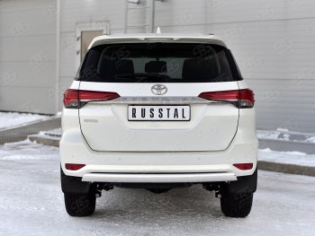 10 649 р. Защита заднего бампера (Ø75х42 мм, нержавейка) Russtal  Toyota Fortuner  AN160 (2020-2024)  с доставкой в г. Санкт‑Петербург. Увеличить фотографию 1