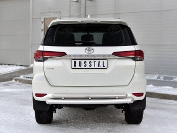 Защита заднего бампера (Ø76 и 42 мм, нержавейка) Russtal Toyota Fortuner AN160 рестайлинг (2020-2024)