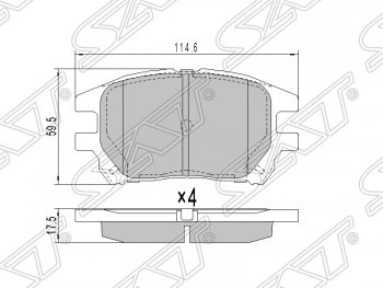 1 149 р. Колодки тормозные SAT (передние)  Toyota Harrier  XU10 (1997-2003) дорестайлинг, рестайлинг  с доставкой в г. Санкт‑Петербург. Увеличить фотографию 1