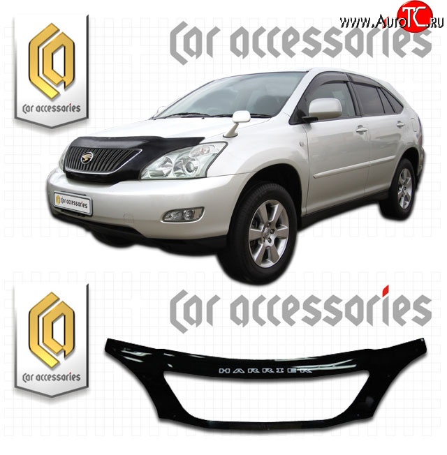 2 799 р. Дефлектор капота CA-Plastic exclusive  Toyota Harrier  XU30 (2003-2013) (Classic черный, Без надписи)  с доставкой в г. Санкт‑Петербург