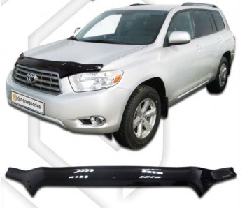 2 079 р. Дефлектор капота CA-Plastic Toyota Highlander XU40 дорестайлинг (2007-2010) (Classic черный, Без надписи)  с доставкой в г. Санкт‑Петербург. Увеличить фотографию 1