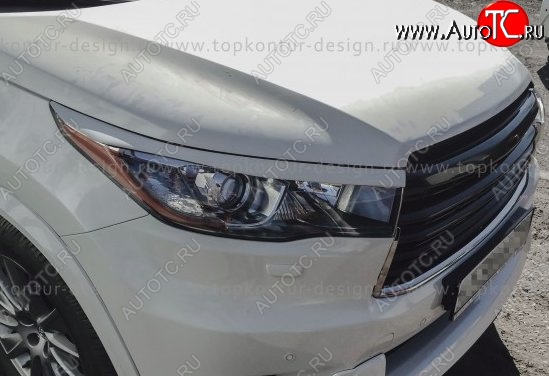 2 199 р. Реснички на фары TopKontur Design Toyota Highlander XU50 дорестайлинг (2013-2017) (Неокрашенные)  с доставкой в г. Санкт‑Петербург