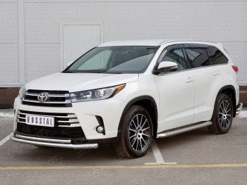 16 999 р. Защита переднего бампера (2 трубы Ø63 и 42 мм, нержавейка) Russtal Toyota Highlander XU50 рестайлинг (2016-2020)  с доставкой в г. Санкт‑Петербург. Увеличить фотографию 3