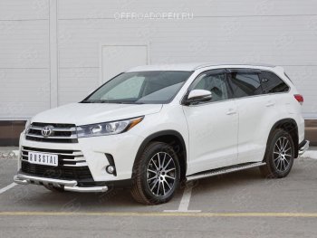 29 399 р. Защита переднего бампера (2 трубы Ø63 мм, нержавейка) SLITKOFF  Toyota Highlander  XU50 (2013-2017) дорестайлинг  с доставкой в г. Санкт‑Петербург. Увеличить фотографию 3