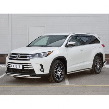 18 599 р. Защита переднего бампера (2 трубыØ42 мм, нержавейка) SLITKOFF  Toyota Highlander  XU50 (2013-2017) дорестайлинг  с доставкой в г. Санкт‑Петербург. Увеличить фотографию 2