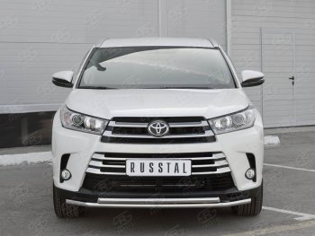 18 599 р. Защита переднего бампера (2 трубыØ42 мм, нержавейка) SLITKOFF  Toyota Highlander  XU50 (2013-2017) дорестайлинг  с доставкой в г. Санкт‑Петербург. Увеличить фотографию 3