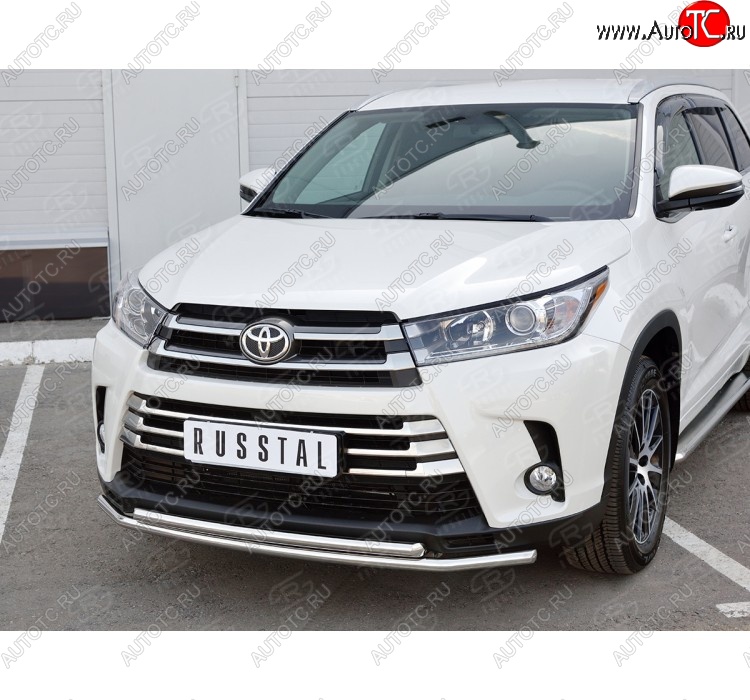 18 599 р. Защита переднего бампера (2 трубыØ42 мм, нержавейка) SLITKOFF  Toyota Highlander  XU50 (2013-2017) дорестайлинг  с доставкой в г. Санкт‑Петербург